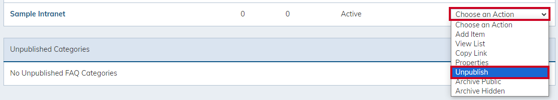 Unpublish a category.