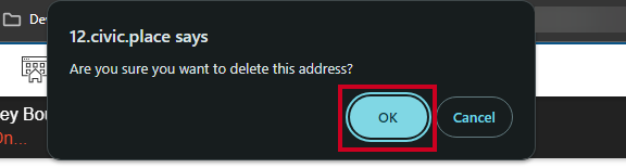 A confirmation pop-up example.