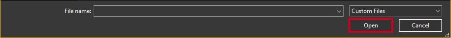 The file explorer's Open button sets your choice.