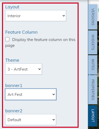 Live Edit's Layout dropdown menu allows for easy layout application.