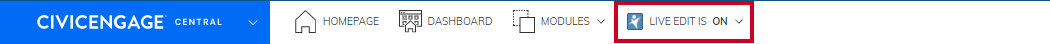 To edit a page, enable Live Edit.
