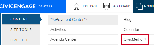 Web Central Modules Content Tab CivicMedia.