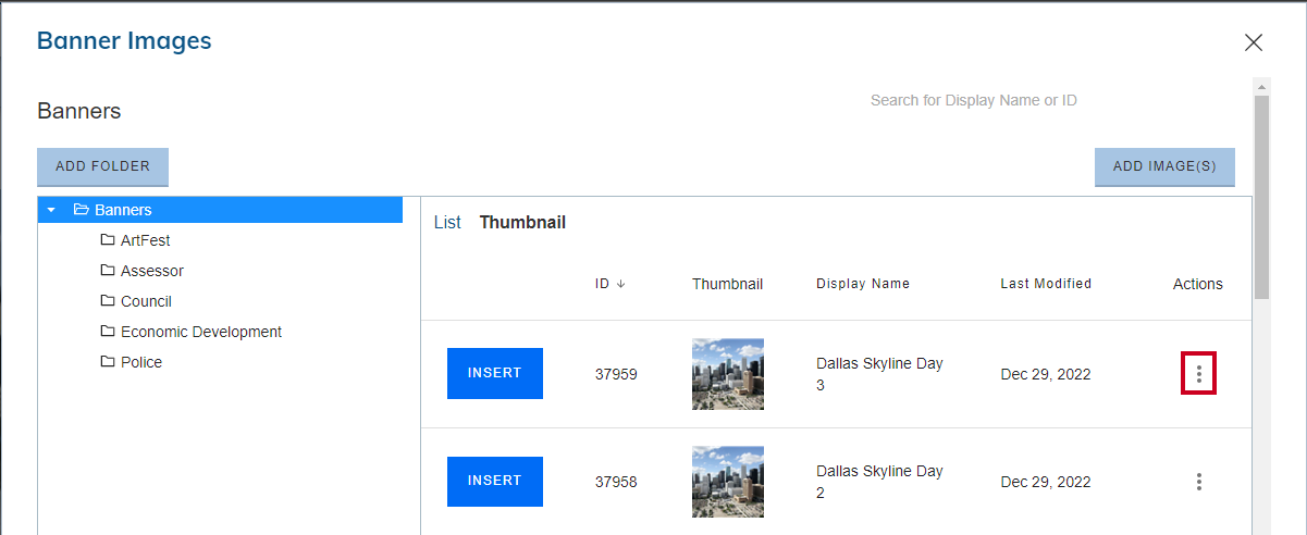 The image's Action menu button.