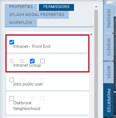 Intranet Permissions selected.