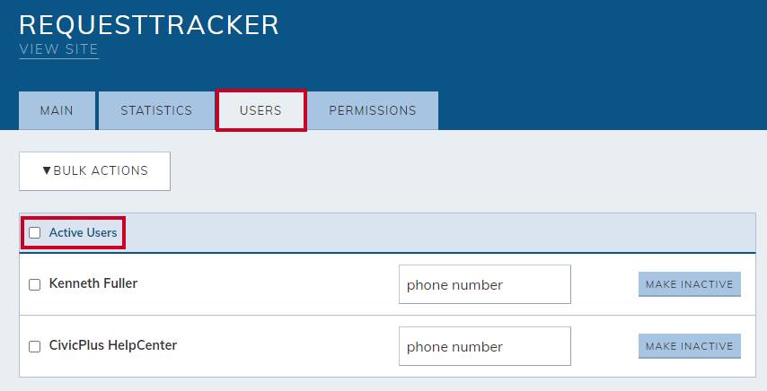 RequestTracker Active Users.