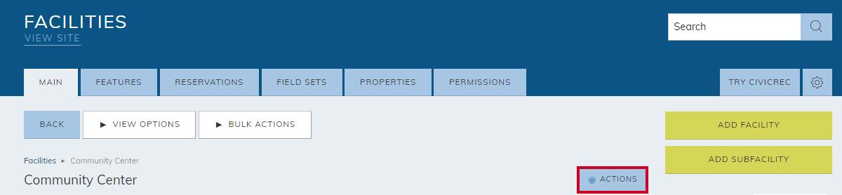Category actions button.