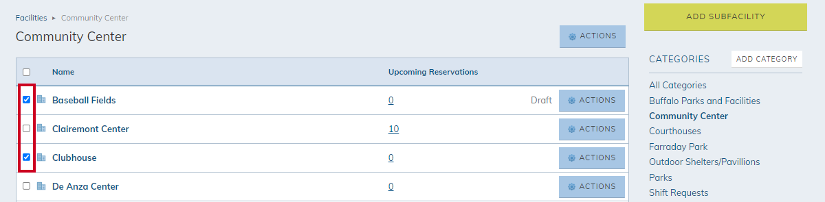 The checkbox toggle in the checkbox column.