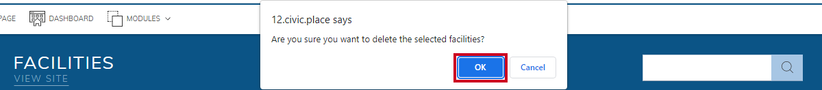 The button labeled O K in the bottom right corner of the pop up box.