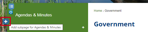 Add subpage plus sign.