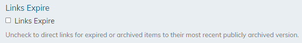 Links expire checkbox.