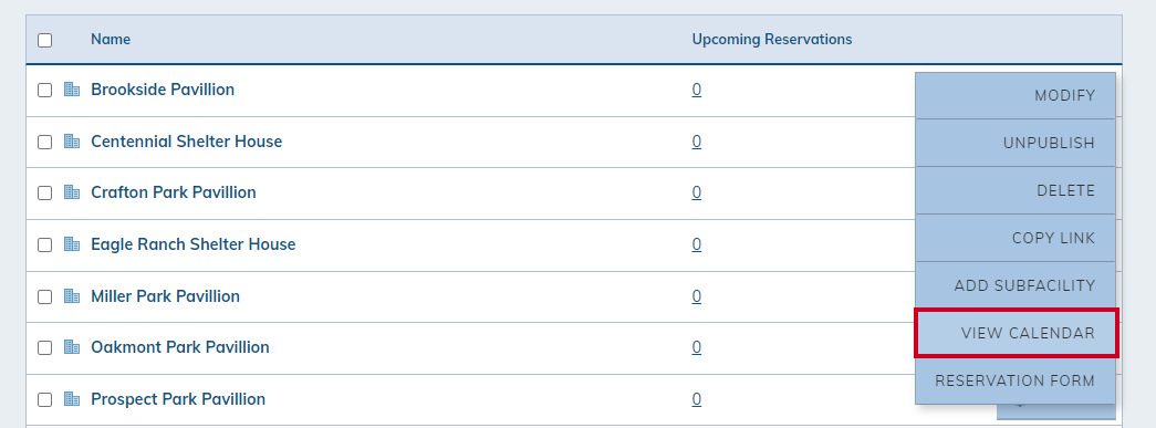 View Calendar.