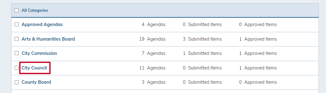Agenda Category.