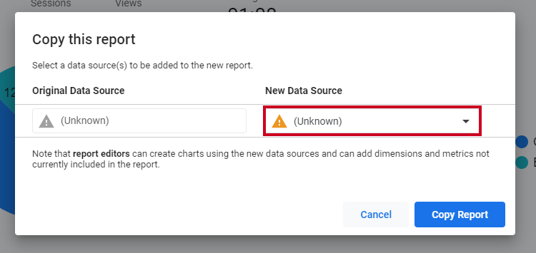 The New Data Source dropdown menu.