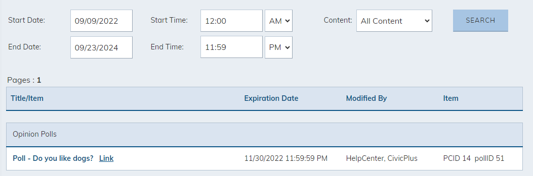 Expiring Items report.