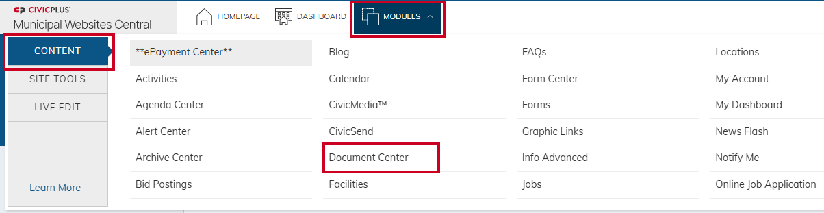 Document Center module.