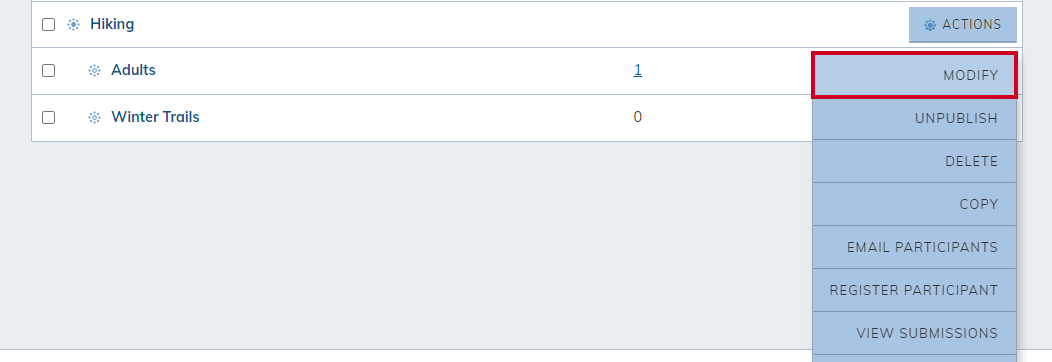 Modify option.