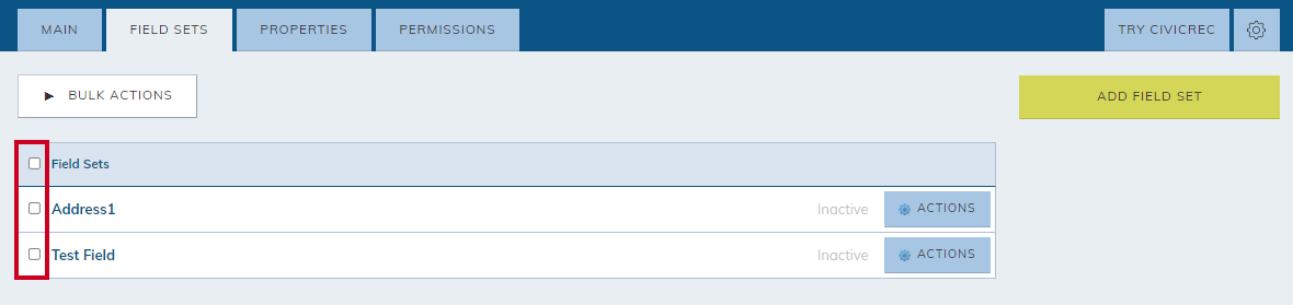 Field sets checkboxes.
