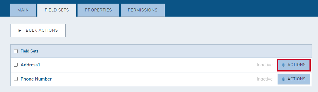 Field set actions.