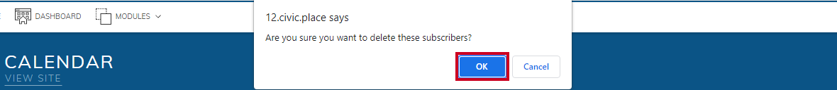 Confirmation pop-up.
