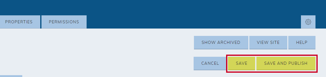 The buttons labeled Save and Save and Publish.