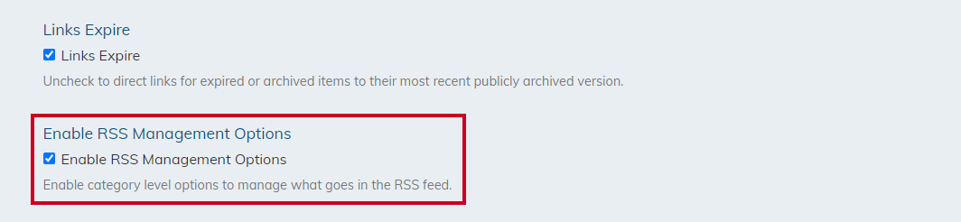 Enable RSS Management.