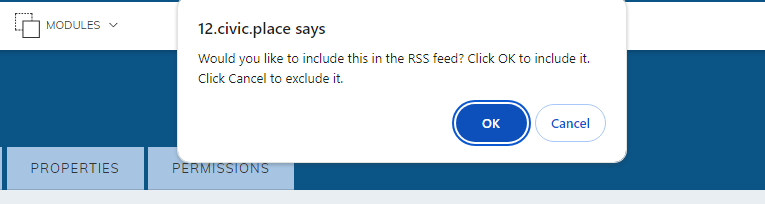 RSS pop up example.