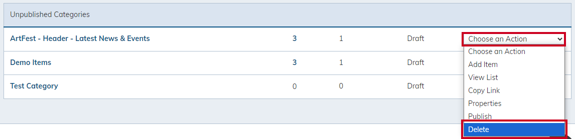 Delete category.