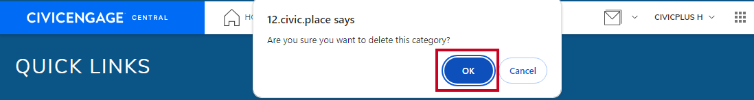 Delete confirmation message.