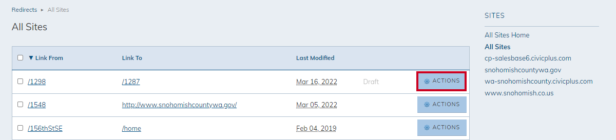 Redirect draft actions button.