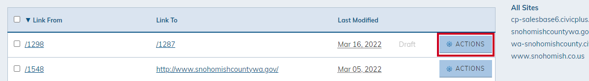 Actions button.