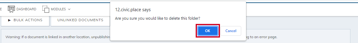 Confirm deletion.