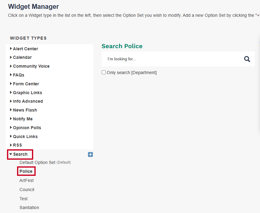 Search widget.