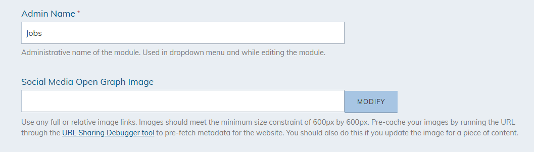 Properties fields.