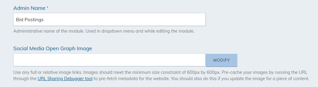 Properties fields.