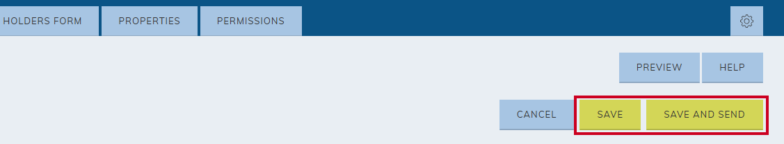 Save or save and send buttons.