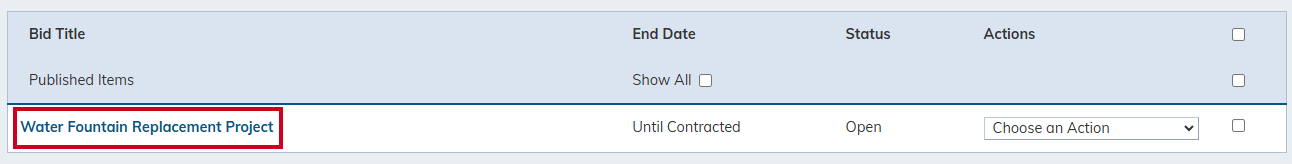 Select bid.