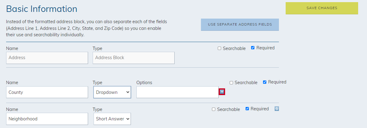 Plus button to add another option.