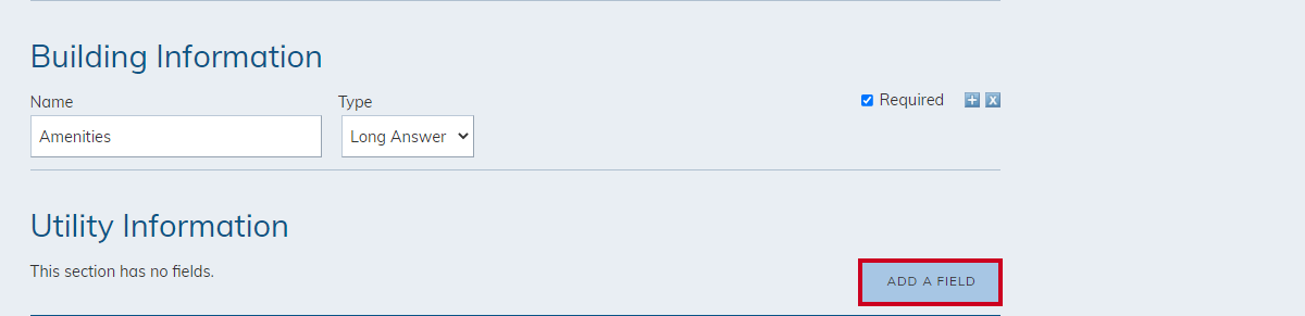 Utility information, add a field button.
