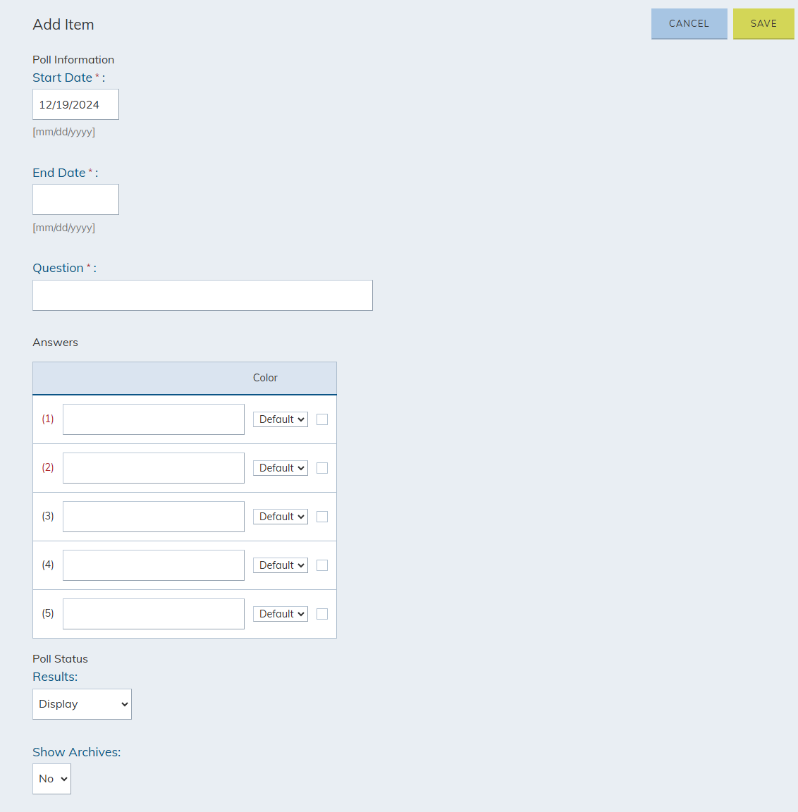 Add item fields.