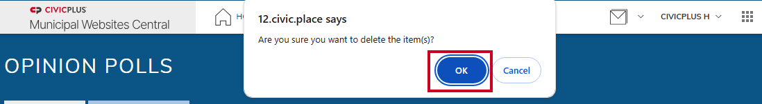 Ok button on pop-up.