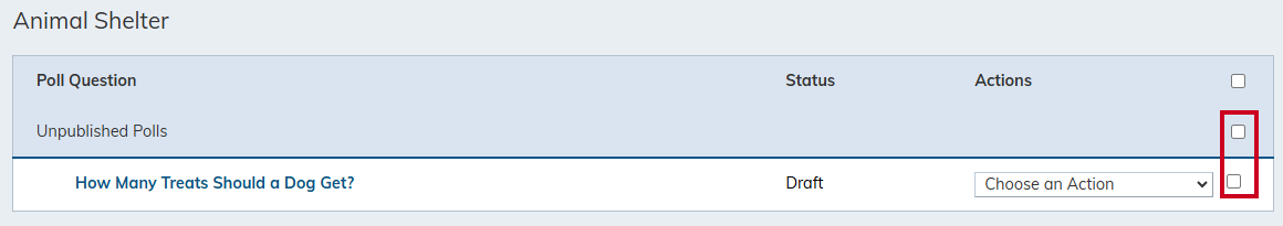 Select unpublished polls.