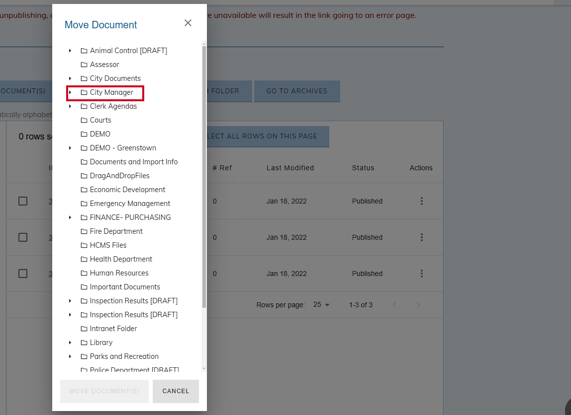 Move document to new folder.