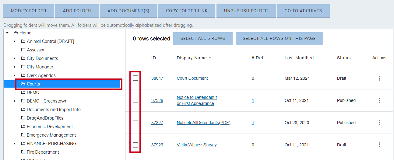 Select folder and documents.