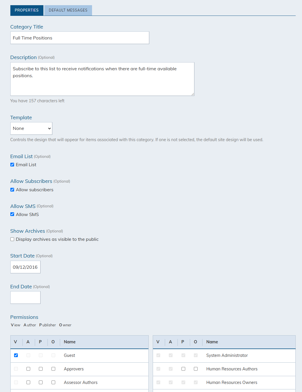 Modify category fields.