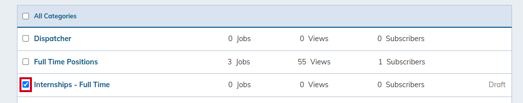 Checkbox next to category.