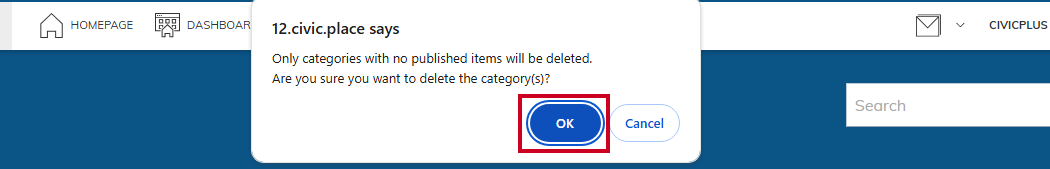 Ok button on pop-up.