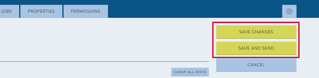 Save changes or save and send buttons.
