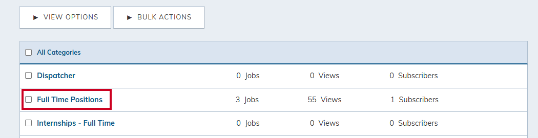 An example light of Job Categories.