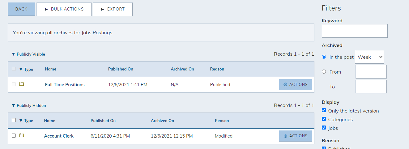 View filtered options.