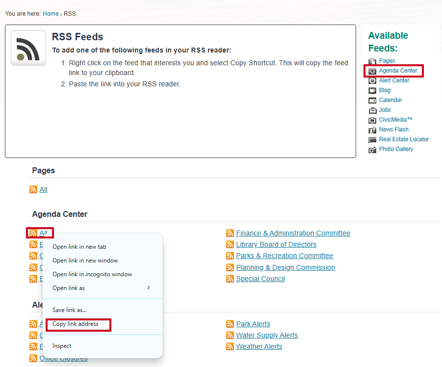 Central - RSS Feeds - Copy Link Address.png